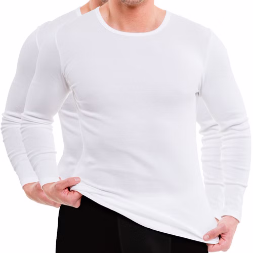 Herren langarm Shirt Rundhals weiß 2er Pack Herren langarm Shirt Rundhals weiß 2er Pack