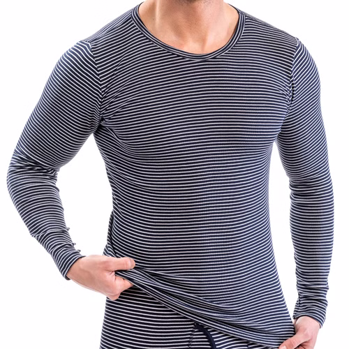 Herren Thermo langarm Shirt Rundhals gestreift Marine Ringel Herren Thermo langarm Shirt Rundhals gestreift Marine Ringel