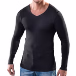 Herren langarm Shirt mit praktischem V-Ausschnitt aus 100% Bio-Baumwolle schwarz Herren langarm Shirt mit praktischem V-Ausschnitt aus 100% Bio-Baumwolle schwarz
