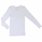 Herren langarm Shirt mit praktischem V-Ausschnitt aus 100% Bio-Baumwolle weiß Herren langarm Shirt mit praktischem V-Ausschnitt aus 100% Bio-Baumwolle weiß