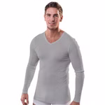 Herren langarm Shirt mit praktischem V-Ausschnitt aus 100% Bio-Baumwolle grau Herren langarm Shirt mit praktischem V-Ausschnitt aus 100% Bio-Baumwolle grau
