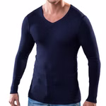 Herren langarm Shirt mit praktischem V-Ausschnitt aus 100% Bio-Baumwolle marine Herren langarm Shirt mit praktischem V-Ausschnitt aus 100% Bio-Baumwolle marine