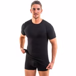 Herren kurzarm Shirt Rundhals schwarz
