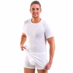 Herren kurzarm Shirt Rundhals weiß