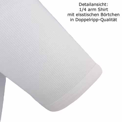 Herren kurzarm Shirt Doppelripp Rundhals weiß Detailaufnahme Herren kurzarm Shirt Doppelripp Rundhals weiß Detailaufnahme
