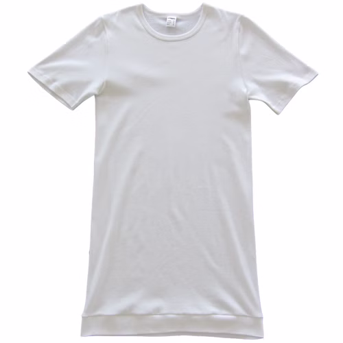 384710-weiss1.jpg HERMKO 384710 Extralanges Herren kurzarm Shirt mir Rundhals und Weichbund als Abschluss, 100% Bio-Baumwolle