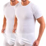 Herren Bio kurzarm Shirt Doppelripp weiß 2er Pack