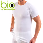 Herren Bio kurzarm Shirt Doppelripp weiß 2er Pack Hermko Bio Baumwolle