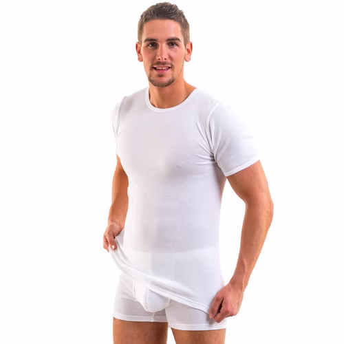 Herren Bio kurzarm Shirt Doppelripp weiß Hermko Herren Bio kurzarm Shirt Doppelripp weiß Hermko
