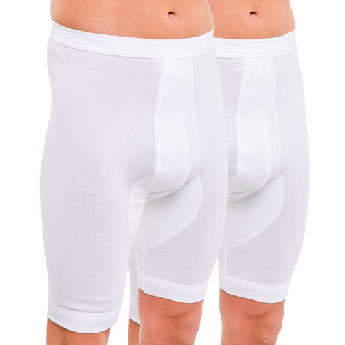 3980-weiss2er.jpg HERMKO 3980 2er Pack Herren Longpant mit Eingriff mit Weichbund aus 100% Bio-Baumwolle