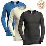 Herren langarm Shirt aus Merinowolle / Tencel schwarz/ natur/ enzianblau Logo Herren langarm Shirt aus Merinowolle / Tencel schwarz/ natur/ enzianblau Logo