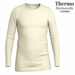 Thermo Herren langarm Shirt aus Wolle / Tencel, extra warm natur mit Logo