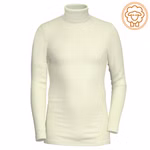 Herren langarm Rolli aus Merinowolle in natur mit Logo Herren langarm Rolli aus Merinowolle in natur mit Logo