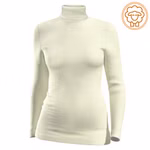 Damen langarm Shirt mit Rollkragen Merinwolle natur mit Logo Damen langarm Shirt mit Rollkragen Merinwolle natur mit Logo