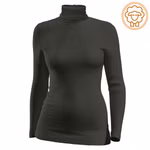 Damen langarm Shirt mit Rollkragen Merinwolle schwarz mit Logo Damen langarm Shirt mit Rollkragen Merinwolle schwarz mit Logo