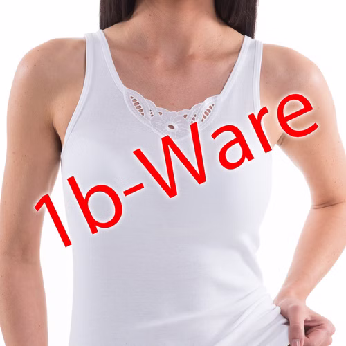 Damen 1b-Ware Trägerhemd mit Motiv Spitze am Ausschnitt Damen 1b-Ware Trägerhemd mit Motiv Spitze am Ausschnitt