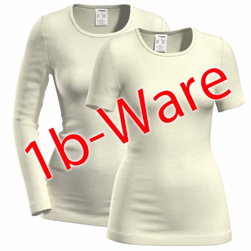 4440800-natur.jpg HERMKO 4440800 2er Pack Damen Shirt mit Arm und Rundhals aus Merinowolle/Tencel