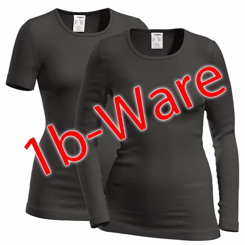 4440800-schwarz.jpg HERMKO 4440800 2er Pack Damen Shirt mit Arm und Rundhals aus Merinowolle/Tencel