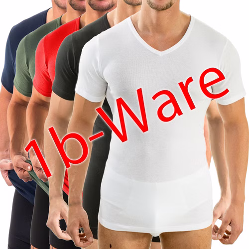 444880-kombi.jpg HERMKO 444880 5er Pack Herren Shirts mit V-Ausschnitt m. kleinen Fehlern 1b Ware aus 100% Bio-Baumwolle
