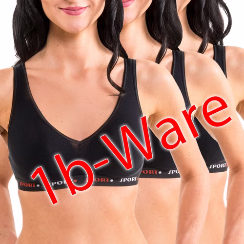 445420-farbig.jpg HERMKO 445420 3er Pack Damen Bustier mit kleinen Fehlern aus Baumwolle / Elastan