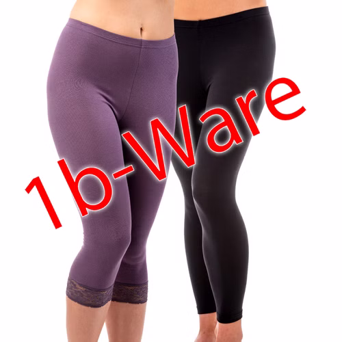 445722-farbig.jpg HERMKO 445722 2er Pack Damen Leggings mit und ohne Spitze - mit kleinen Fehlern