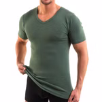 Herren kurzarm Shirt mit V-Ausschnitt olive Herren kurzarm Shirt mit V-Ausschnitt olive