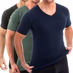Herren kurzarm Shirt mit V-Ausschnitt schwarz / marine / olive 3er Pack Herren kurzarm Shirt mit V-Ausschnitt schwarz / marine / olive 3er Pack