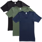 Herren kurzarm Shirt mit V-Ausschnitt schwarz / marine / olive 3er Pack Herren kurzarm Shirt mit V-Ausschnitt schwarz / marine / olive 3er Pack
