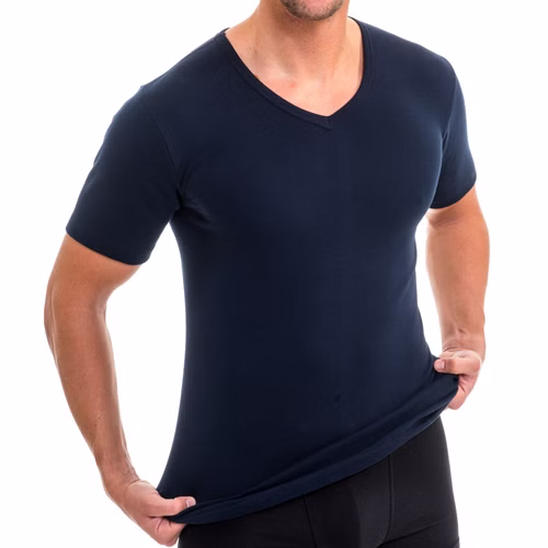 Herren kurzarm Shirt mit V-Ausschnitt marine Herren kurzarm Shirt mit V-Ausschnitt marine