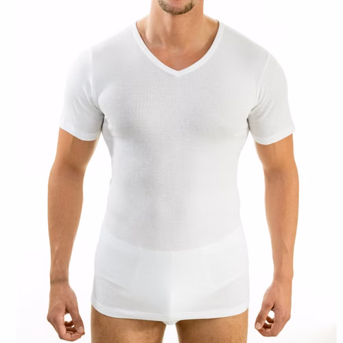 Herren kurzarm Shirt mit V-Ausschnitt weiß Herren kurzarm Shirt mit V-Ausschnitt weiß