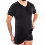 Extralanges Herren Shirt mit V-Ausschnittt schwarz Extralanges Herren Shirt mit V-Ausschnittt schwarz