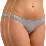 Damen String Basic grau 3er Pack