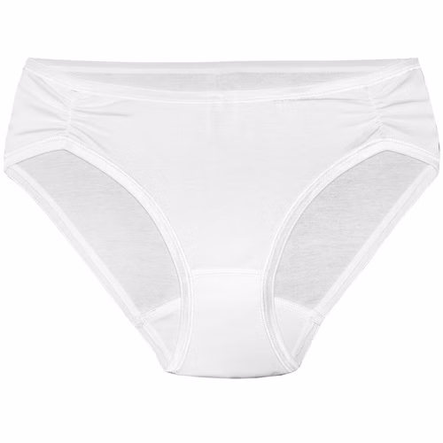 Damen Midi-Slip mit seitlicher Raffung weiß Damen Midi-Slip mit seitlicher Raffung weiß