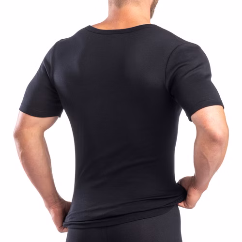 4880-schwarz-3-P.jpg HERMKO 554880 Herren kurzarm Shirt mit V-Ausschnitt
