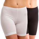 Damen Longpant Unterwäsche weiß / schwarz 2er Pack