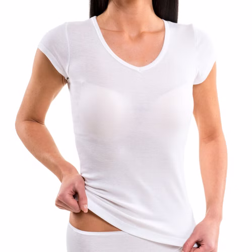 Longshirt V-Neck T-Shirt Basic weiß Longshirt V-Neck T-Shirt Basic weiß