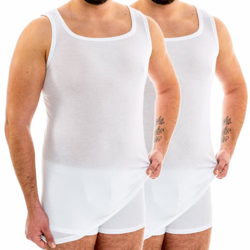Herren Tank Top extralang weiß 2er Pack Herren Tank Top extralang weiß 2er Pack