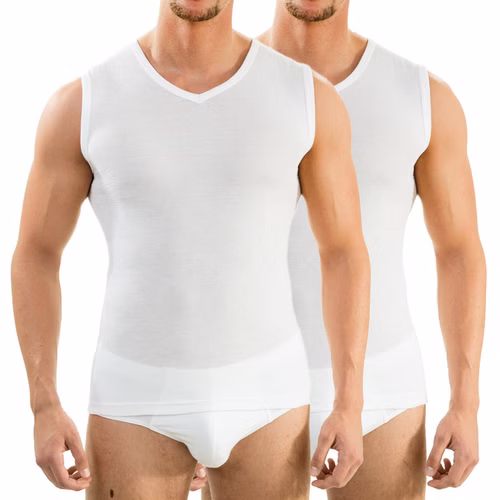 Herren Funktionswäsche Muskelshirt extralang weiß 2er Pack Herren Funktionswäsche Muskelshirt extralang weiß 2er Pack