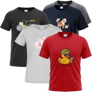 Kinder T-Shirts mit Einhorn-, Traktor-, Pferde- und Feuerwehrmotiven
