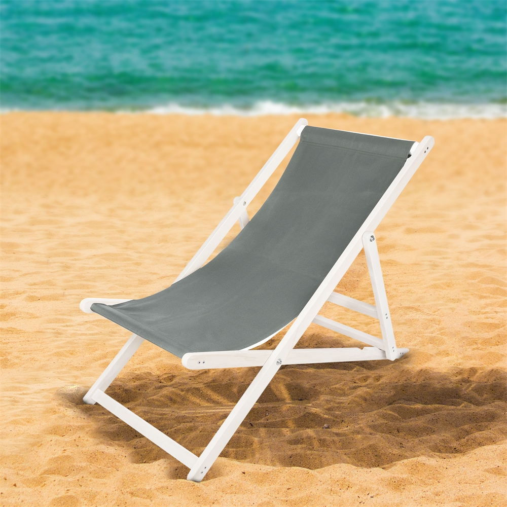 Liegestuhl Strandliege Weiß Gartenliege Klappbar Sonnenliege Holz Strandstuhl