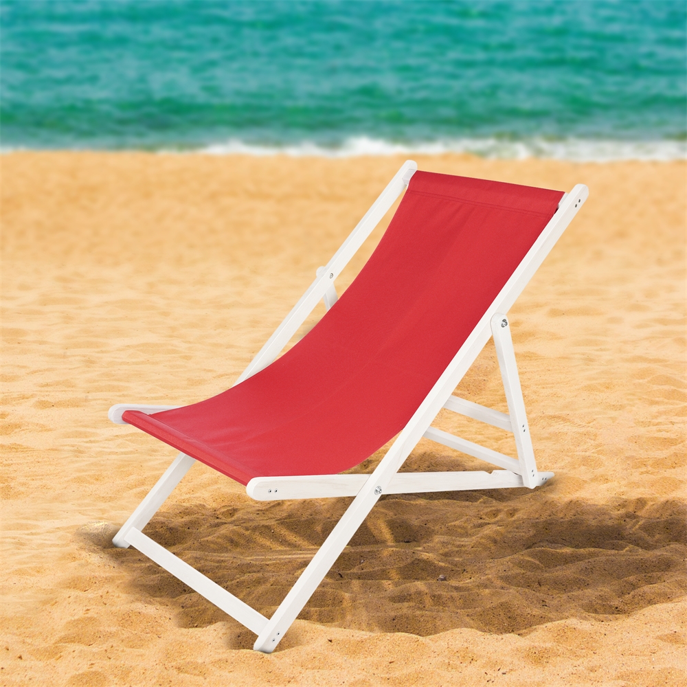 Liegestuhl Strandliege Weiß Gartenliege Klappbar Sonnenliege Holz Strandstuhl
