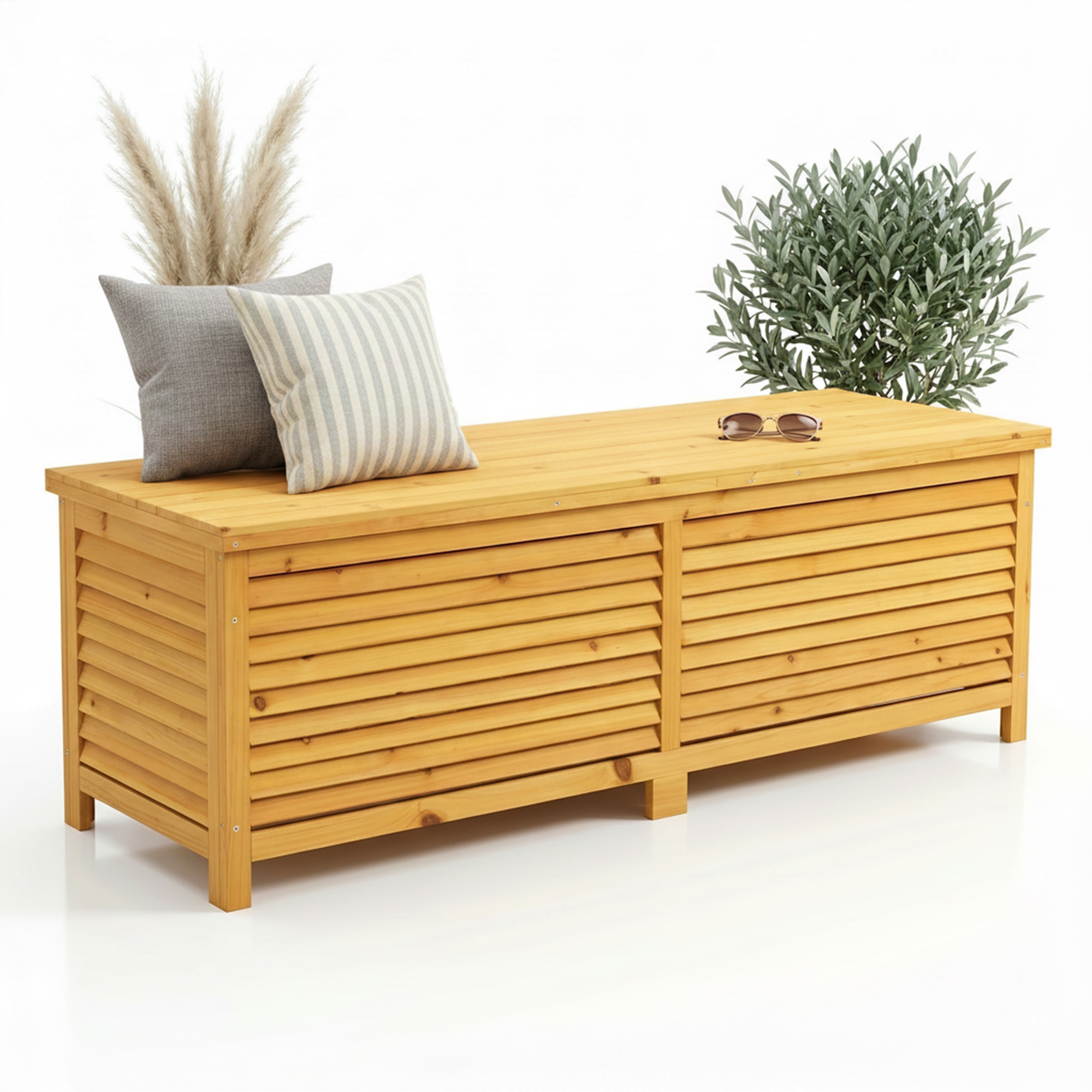 140CM Holz Auflagenbox Kissenbox Gartenbox Gartentruhe Auflagen Truhe Holztruh!