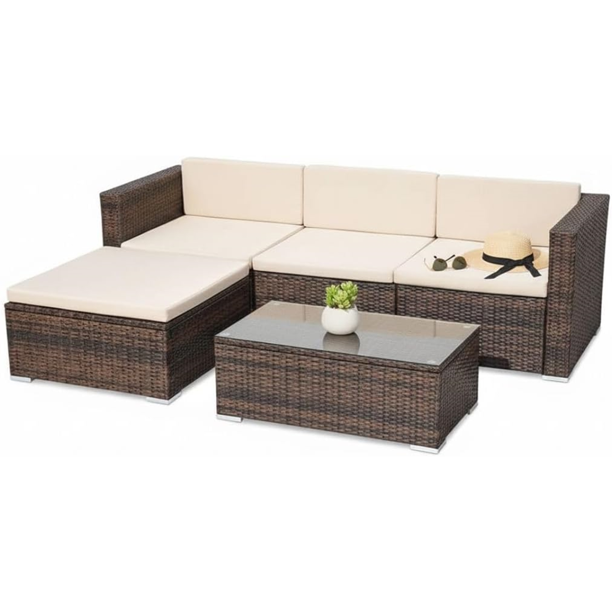 Gartenmöbel Gartengarnitur Sitzgruppe Gartenset Polyrattan Braun Rattan Set