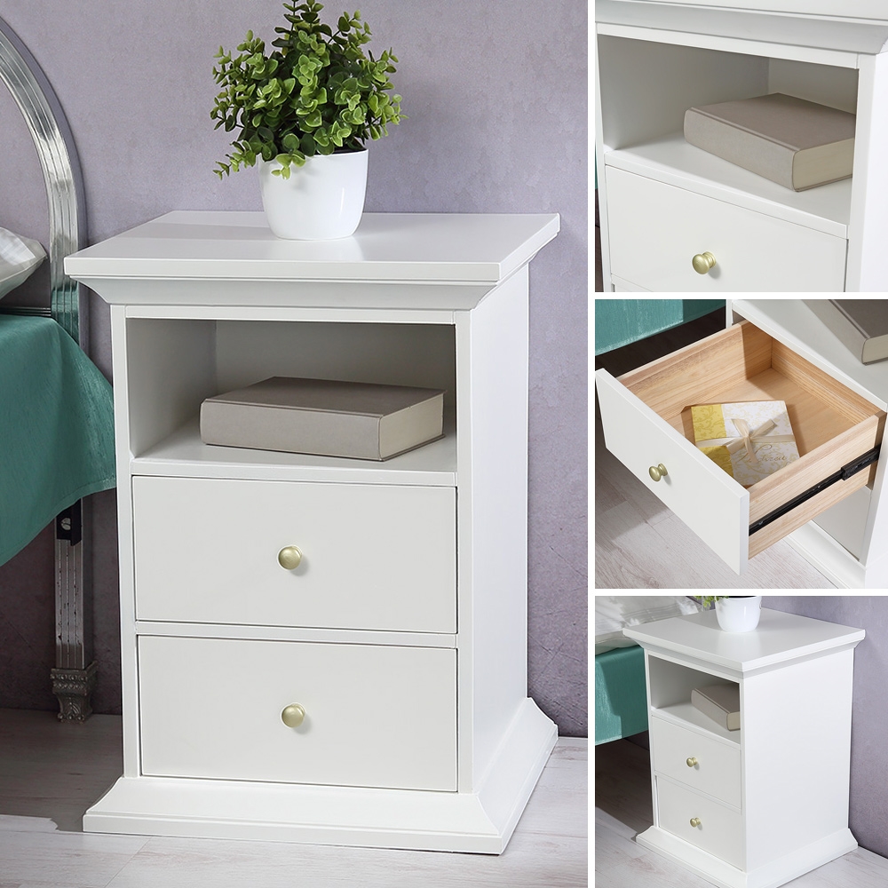Nachtschrank mit Ablagefach weiß modern