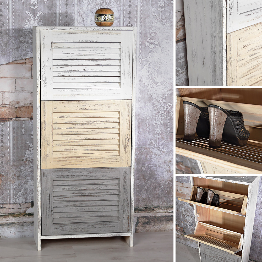 Wandschrank Highboard Lamellen Shabby Chic