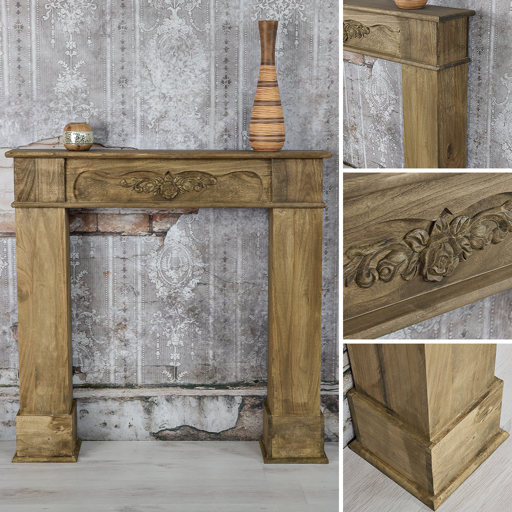 Shabby Deko Kaminumrandung Attrappe aus Holz