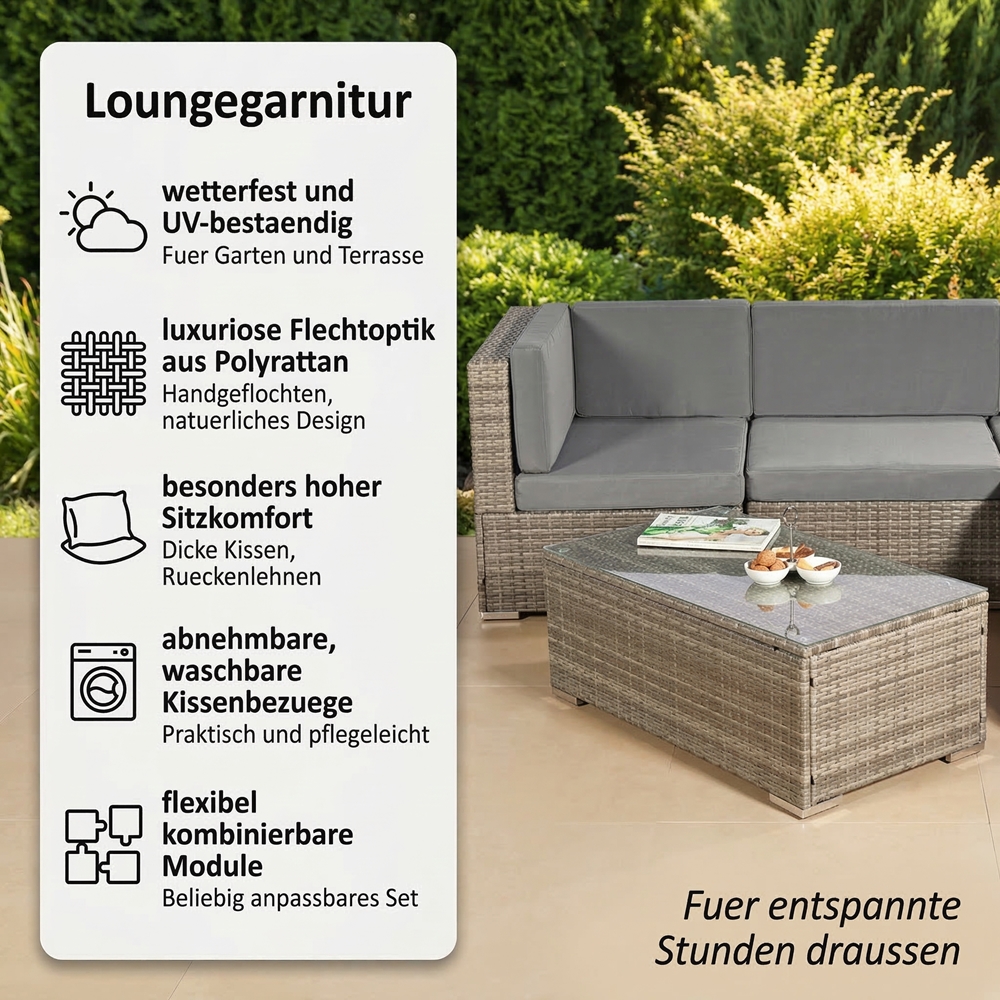 Poly Rattan Lounge Gartenmöbel Möbel Sitzgarnitur Gartengarnitur Sitzgruppe XXL