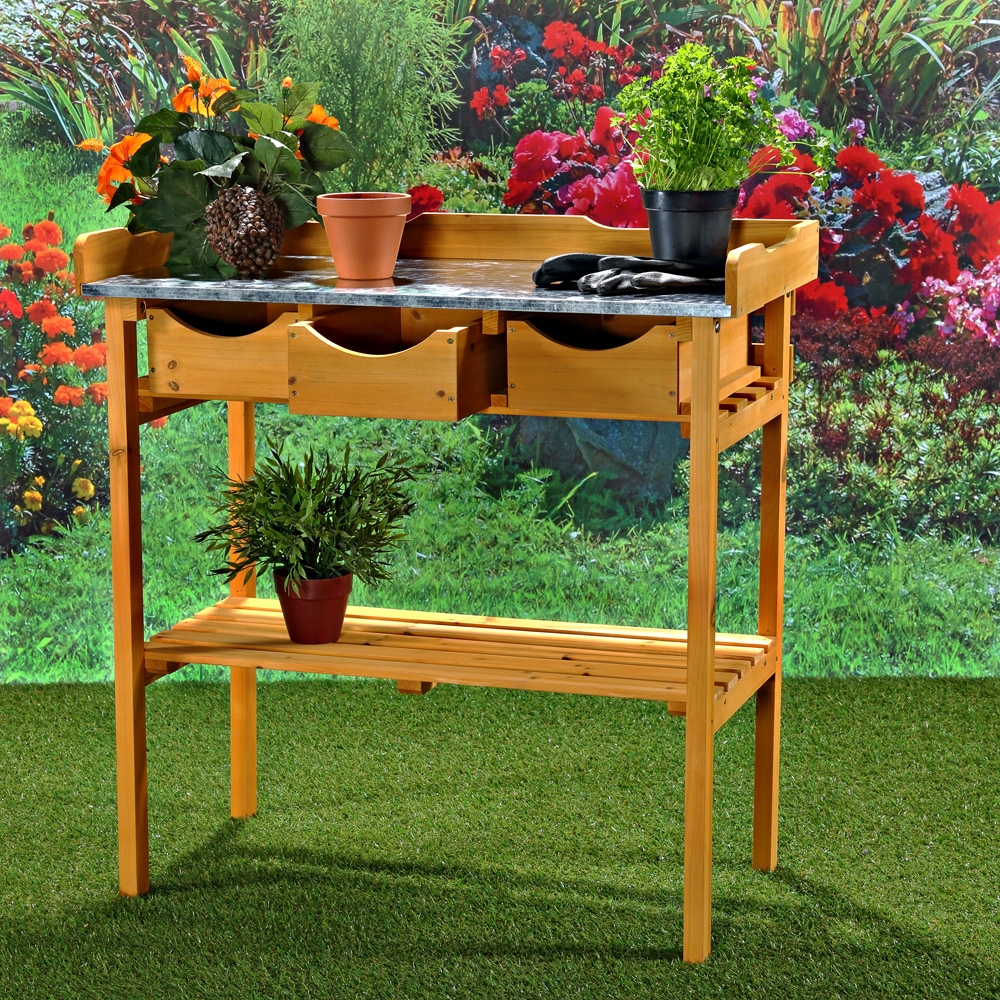 Gartenarbeitstisch Beistelltisch Pflanzregal Garten Pflanztisch 3 Schubladen