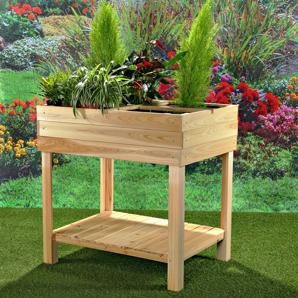 Hochbeet Holz + 4 Fächer Pflanztisch Gartenbeet Blumenständer Pflanzkasten NEU