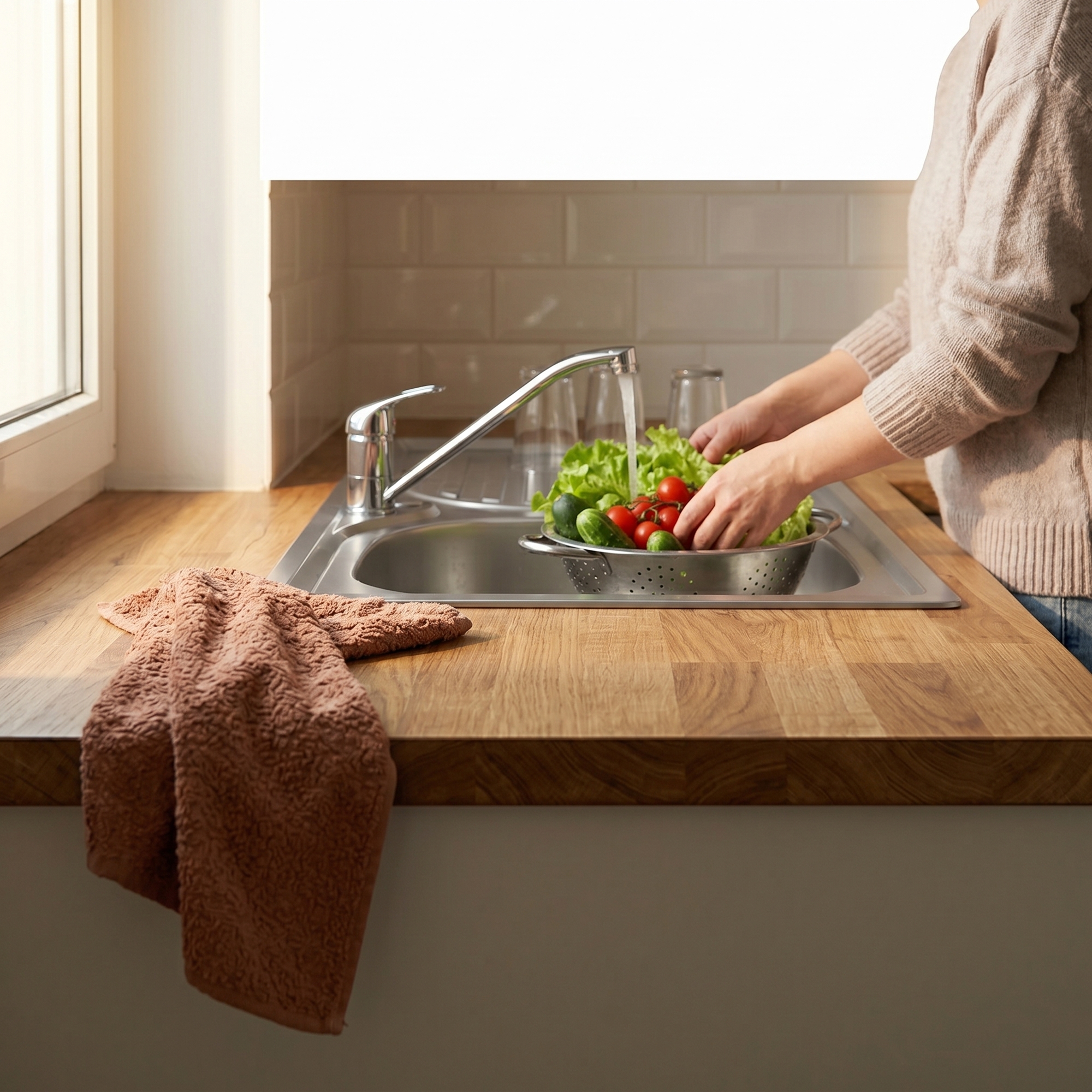 Einbauspüle Spülbecken 76 cm Edelstahlspüle eckig links Ablage Küchenspüle Spüle